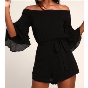 Black offtheshoulder romper